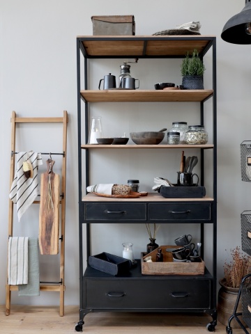 Etajera din metal si lemn, cu 4 sertare, stil industrial - Img 3
