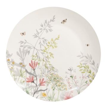 Farfurie alba, din portelan, cu motive florale, Ø 26 cm, Flowers