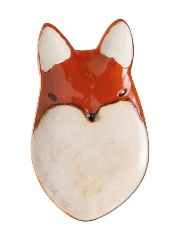 Farfurie din ceramica, rosie, in forma de vulpe, Fox