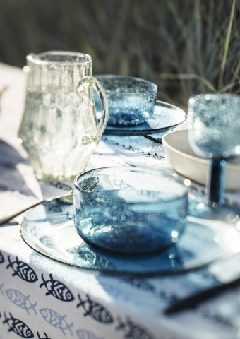 Față de masă din bumbac imprimat cu motive marine, 120×220 cm, „Fish Tablecloth" - Img 4