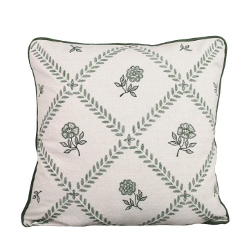 Față de pernă brodată din bumbac organic 45x45 cm verde, „Lovisa"