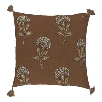 Fata de perna, din textil, cu ciucuri, model floral, 50x50 cm, Sea