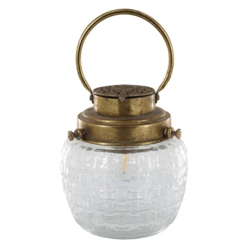 Felinar auriu, din sticla, LED, E27, D15cm, French