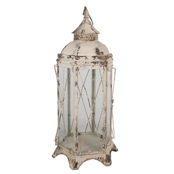 Felinar bej, din metal, aspect vintage H65 cm - Img 2
