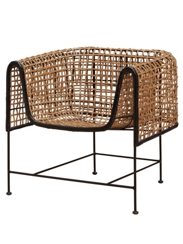 Fotoliu impletit din rattan, cu bordura decorativa neagră, "Asano"