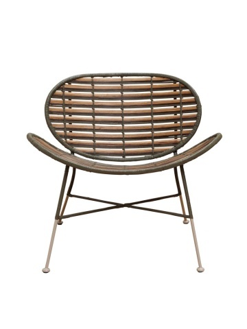 Fotoliu lounge din metal si rattan , cu design exotic , "Santaï"