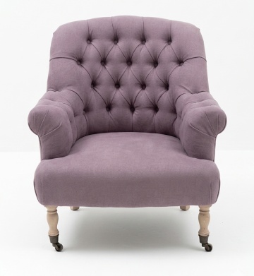 Fotoliu tapițat clasic shabby chic cu capitonaj și roți metalice, 70×70×82 cm, „Oxford" - Img 3