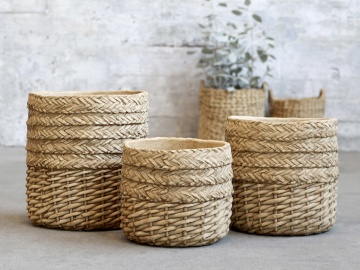 Ghiveci decorativ Corte din ciment, model împletit, H17 cm - Img 2