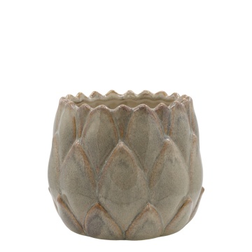 Ghiveci din ceramica cu model frunze, H14/D18 cm, Gaston