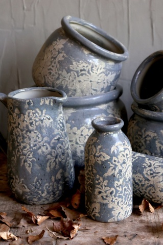Ghiveci din ceramica cu motiv floral, H9.5/D12 cm, Antibes - Img 3
