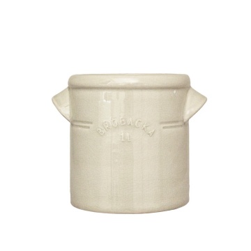 Ghiveci din ceramică glazurată manual 1L alb crem, „Brobacka"