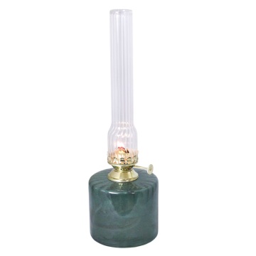 Lampă cu petrol din sticlă reciclată cu model în relief, verde, arzător din alamă, mare, Ø 10 x H 30 cm, „Elvira" - Img 4