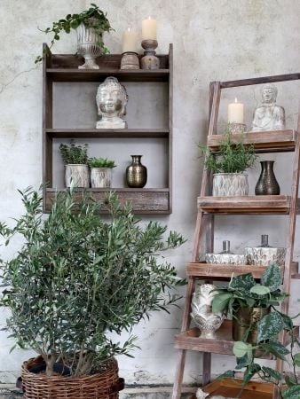 Lampă cu ulei decorativ stil vintage cu model auriu gri ciment și oțel inoxidabil, „Vittel” - Img 3