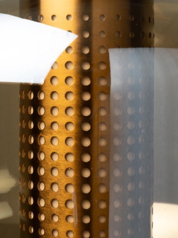 Lampă de masă aurie din sticlă și metal, 41×22 cm, „Tuba" - Img 5