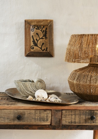 Lampă de masă din iută împletită manual, D38×H39 cm, „Raja" - Img 2