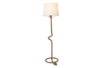 Lampadar decorativ stil mediteranea alb, funie in structura abajur din in, "LAM" - Img 2