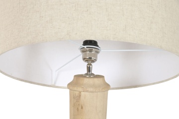 Lampadar din lemn de mango și in, natur, cu picior strunjit și abajur cilindric, finisaj natural, 171 x 52 cm, „Talloires” - Img 4