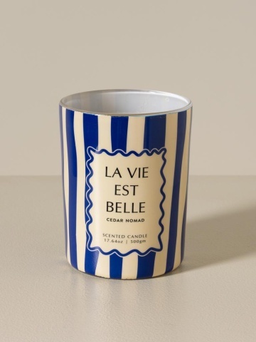 Lumânare albastră «La vie est belle» – parfum de cedru nomad - Img 4