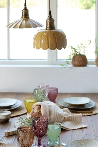 Lustra decorativa din email, galben pastel, "Lunel" - Img 4