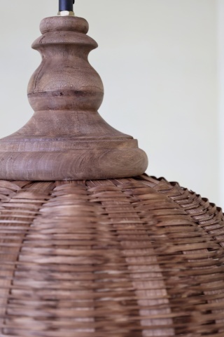 Lustra impletita manual din rattan si rachita, D34 cm - Img 5