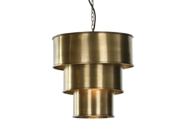 Lustră suspendată din metal, auriu, cu 3 abajururi, 41 x 42 cm, „Vichy”