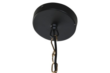 Lustră suspendată din metal, auriu, cu lanțuri, finisaj antichizat, 98 x 46 cm, „Vernon” - Img 6