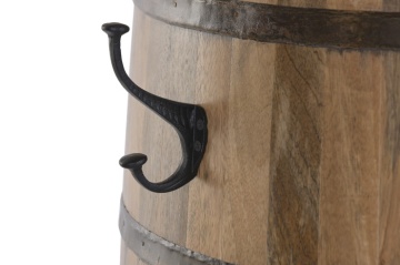Masă bar din lemn masiv de mango în formă de butoi cu metal, 90×90×101 cm, „Barrel” - Img 2