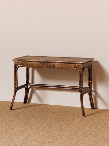 Masă de birou din ratan, maro, în stil eclectic, cu blat împletit, 76 x 115 x 53 cm, „Veracruz” - Img 3