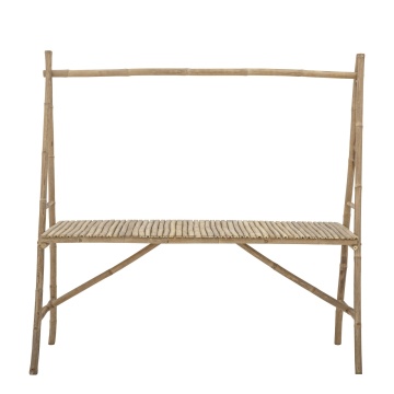 Masă dining de exterior din bambus, natur, 6 locuri, cu cadru pentru ghivece suspendate, 76 x 178 x 75 cm, „Malo”