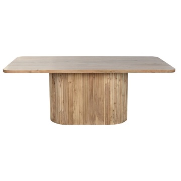 Masă dining din lemn de acacia, natur, 10 locuri, cu picior central, 76 x 200 x 100 cm, „Brindle”
