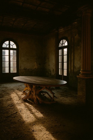 Masă dining din lemn exotic de tec, finisaj natur brut , „Grand Loft” - Img 3