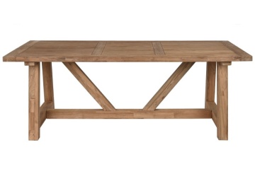 Masă dining din lemn masiv de tec, natur, 10 locuri, cu bază în formă de V, 75 x 200 x 100 cm, „Thoren”