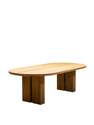 Masa dining ovală de exterior din lemn masiv de tec, L 250 cm, „Atlas”