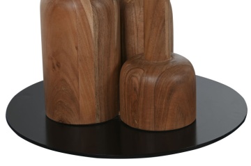 Masă dining rotundă din lemn de acacia și metal, natur, 4 locuri, cu picior central, 76 x 106 cm, „Totem” - Img 4