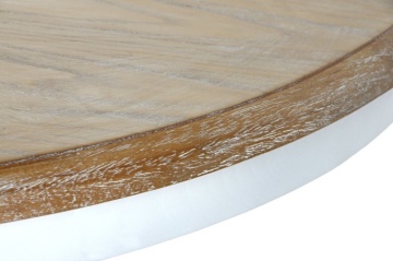 Masă dining rotundă din lemn de ulm, natur, 4–5 locuri, cu picior central strunjit, 76 x 120 cm, „Amely” - Img 3