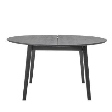Masă dining rotundă din lemn masiv de stejar, negru, 6 locuri, cu patru picioare înclinate, finisaj cu ulei pigmentat, 76 x 140 cm, „Peron” - Img 3