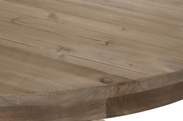 Masă dining rotundă din lemn reciclat, 140x140x76 cm, finisaj rustic natur, „Mesa" - Img 4