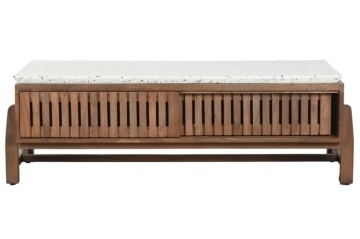 Masuta de cafea din lemn de acacia si marmura, 127X67X47 cm, " Terrazo "
