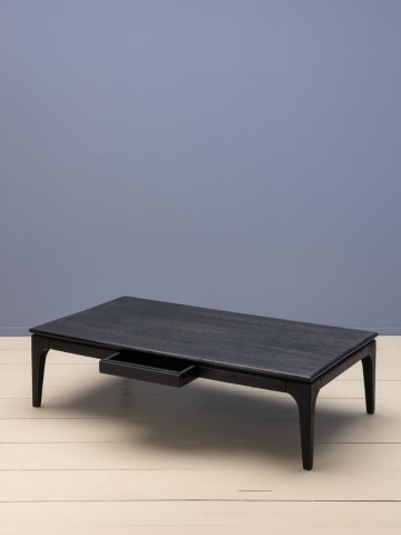 Măsuță de cafea din lemn de mango, negru, finisaj satinat, 142×76×38 cm, „Upsilon" - Img 3