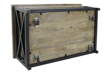 Măsuță de cafea din lemn de mango și metal, natur și negru, cu blat ridicabil și raft, finisaj mat, 44 x 116 x 74 cm, „Barlow” – Ethnic Collections - Img 6