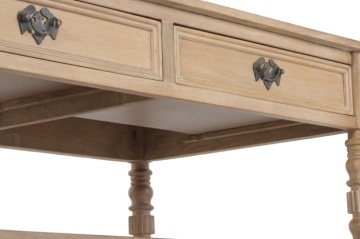 Măsuță de cafea din lemn masiv de mango, finisaj natural maro, 2 sertare și poliță inferioară, 110 x 60 x 45 cm, „Classic" - Img 11