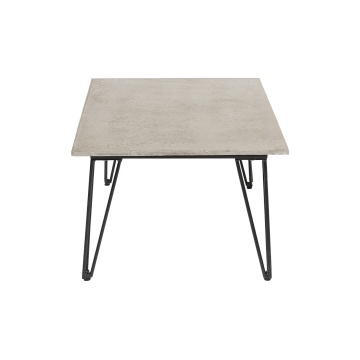 Măsuță de cafea dreptunghiulară din fibrociment și metal, gri și negru, de exterior, cu aspect de beton și picioare în V, 42 x 90 x 60 cm, „Mundo” - Img 4