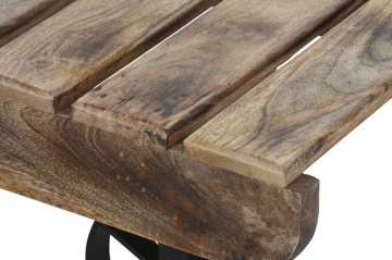 Măsuță de cafea dreptunghiulară din lemn de mango, natur, cu blat din lamele, pe roți, finisaj mat, 32 x 130 x 80 cm, „Rolven” – Ethnic Collections - Img 3