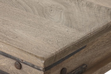 Măsuță de cafea dreptunghiulară din lemn masiv, natur, cu picioare în formă de balustru, finisaj mat, 45 x 170 x 107 cm, „Rostin” – Ethnic Collections - Img 3