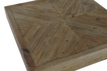 Măsuță de cafea pătrată din lemn reciclat, natur, cu blat în model geometric, finisaj mat, 36 x 100 x 100 cm, „Dervin” – Ethnic Collections - Img 3