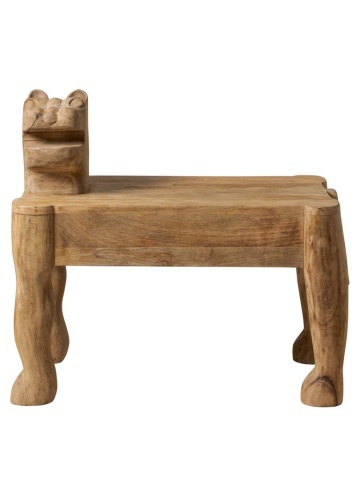 Masuta laterala din lemn de mango, sculptata manual, "Tiger"