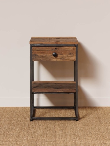 Noptiera din lemn reciclat, aspect rustic, Galion - Img 2