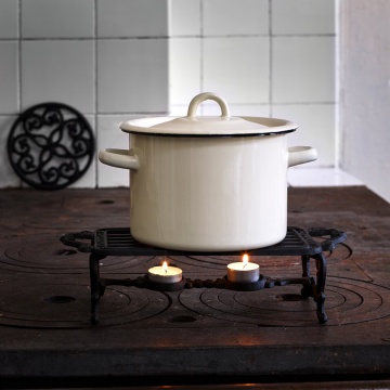 Oală de bucătărie vintage din oțel emailat, 3L, alb offwhite, Ø18×H17,5 cm, „Emil's Enamel" - Img 5