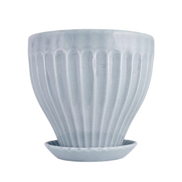 Oală decorativă vintage din ceramică stoneware, albastru deschis „Anna