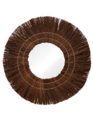 Oglindă de perete din fibre de palmier, Ø70 cm, "Eclat Naturel"